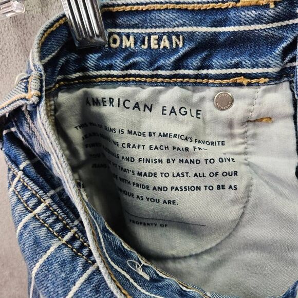 American Eagle Jeans Womens Sz 4 Blue Pin Stripe Straight Leg Denim - Picture 9 of 11